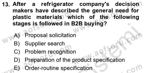 Principles Of Marketing Dersi 2023 - 2024 Yılı (Final) Dönem Sonu Sınav Soruları 13. Soru