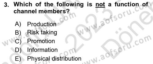 Principles Of Marketing Dersi 2023 - 2024 Yılı (Final) Dönem Sonu Sınav Soruları 3. Soru