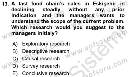 Principles Of Marketing Dersi 2023 - 2024 Yılı Yaz Okulu Sınav Soruları 13. Soru