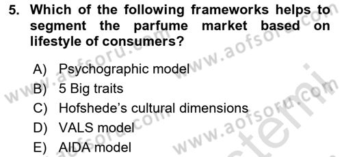 Principles Of Marketing Dersi 2023 - 2024 Yılı Yaz Okulu Sınav Soruları 5. Soru