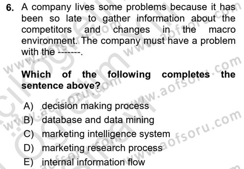 Principles Of Marketing Dersi 2023 - 2024 Yılı Yaz Okulu Sınav Soruları 6. Soru