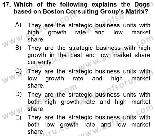 Principles Of Marketing Dersi 2024 - 2025 Yılı (Vize) Ara Sınav Soruları 17. Soru