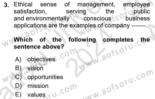 Principles Of Marketing Dersi 2024 - 2025 Yılı (Vize) Ara Sınav Soruları 3. Soru