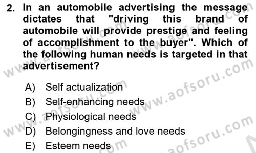 Principles Of Marketing Dersi 2024 - 2025 Yılı (Final) Dönem Sonu Sınav Soruları 2. Soru