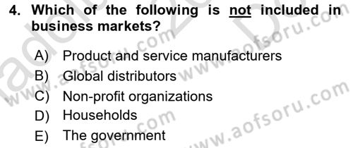 Principles Of Marketing Dersi 2024 - 2025 Yılı (Final) Dönem Sonu Sınav Soruları 4. Soru