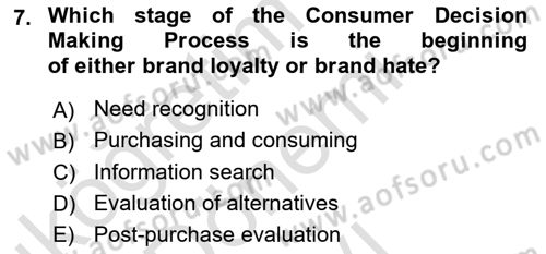 Principles Of Marketing Dersi 2024 - 2025 Yılı (Final) Dönem Sonu Sınav Soruları 7. Soru