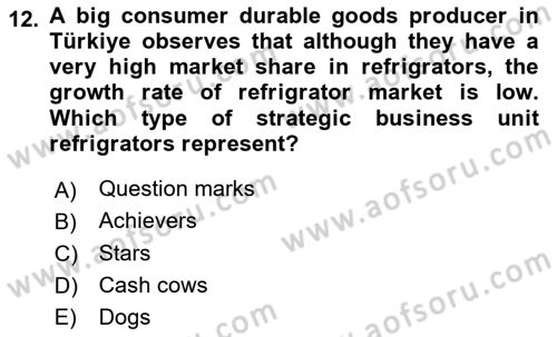 Principles Of Marketing Dersi 2024 - 2025 Yılı Yaz Okulu Sınav Soruları 12. Soru