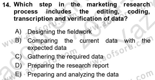 Principles Of Marketing Dersi 2024 - 2025 Yılı Yaz Okulu Sınav Soruları 14. Soru