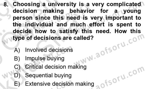 Principles Of Marketing Dersi 2024 - 2025 Yılı Yaz Okulu Sınav Soruları 8. Soru