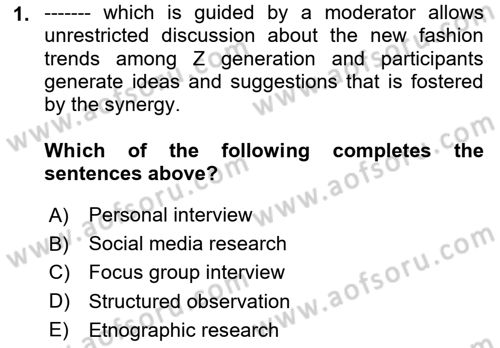 Principles Of Marketing Dersi 2025 - 2026 Yılı (Vize) Ara Sınav Soruları 1. Soru