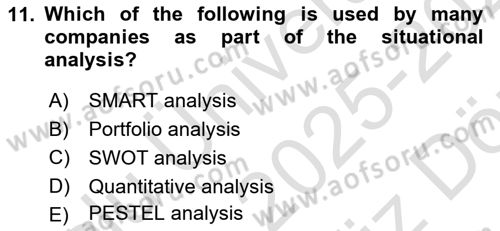 Principles Of Marketing Dersi 2025 - 2026 Yılı (Vize) Ara Sınav Soruları 11. Soru