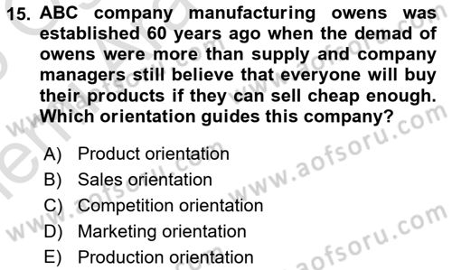 Principles Of Marketing Dersi 2025 - 2026 Yılı (Vize) Ara Sınav Soruları 15. Soru