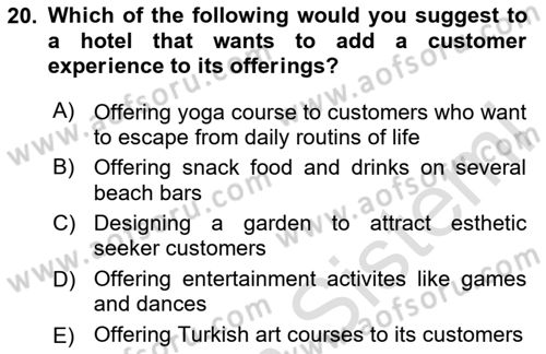 Principles Of Marketing Dersi 2025 - 2026 Yılı (Vize) Ara Sınav Soruları 20. Soru