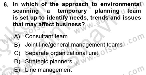 Principles Of Marketing Dersi 2025 - 2026 Yılı (Vize) Ara Sınav Soruları 6. Soru