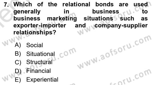 Principles Of Marketing Dersi 2025 - 2026 Yılı (Vize) Ara Sınav Soruları 7. Soru