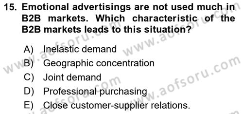 Principles Of Marketing Dersi 2025 - 2026 Yılı (Final) Dönem Sonu Sınav Soruları 15. Soru