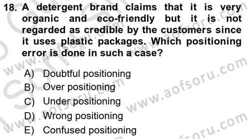 Principles Of Marketing Dersi 2025 - 2026 Yılı (Final) Dönem Sonu Sınav Soruları 18. Soru