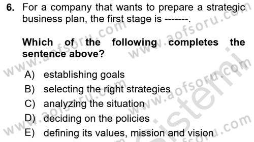 Principles Of Marketing Dersi 2025 - 2026 Yılı (Final) Dönem Sonu Sınav Soruları 6. Soru