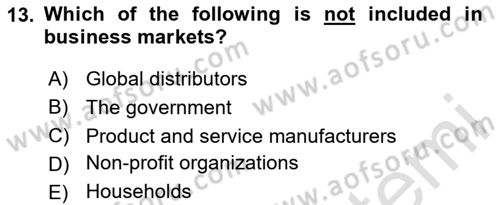 Principles Of Marketing Dersi 2025 - 2026 Yılı Yaz Okulu Sınav Soruları 13. Soru