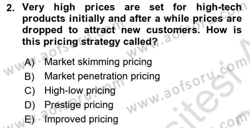 Principles Of Marketing Dersi 2025 - 2026 Yılı Yaz Okulu Sınav Soruları 2. Soru
