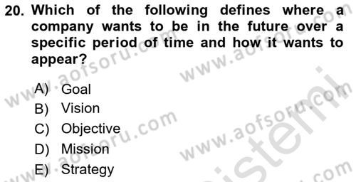 Principles Of Marketing Dersi 2025 - 2026 Yılı Yaz Okulu Sınav Soruları 20. Soru