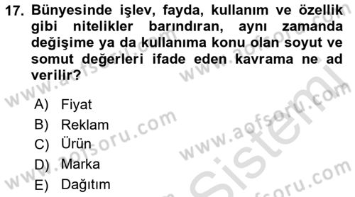 Havayolu Pazarlaması Dersi Ara Sınavı Deneme Sınav Soruları 17. Soru