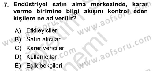 Havayolu Pazarlaması Dersi Ara Sınavı Deneme Sınav Soruları 7. Soru