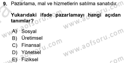 Havayolu Pazarlaması Dersi 2017 - 2018 Yılı (Vize) Ara Sınav Soruları 9. Soru