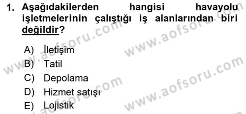 Havayolu Pazarlaması Dersi 2017 - 2018 Yılı (Final) Dönem Sonu Sınav Soruları 1. Soru