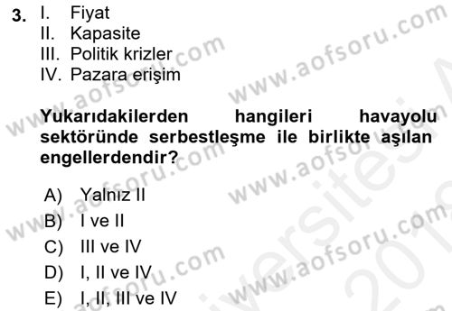 Havayolu Pazarlaması Dersi 2017 - 2018 Yılı (Final) Dönem Sonu Sınav Soruları 3. Soru