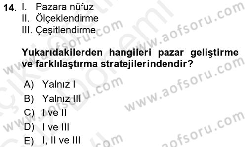 Havayolu Pazarlaması Dersi Ara Sınavı Deneme Sınav Soruları 14. Soru