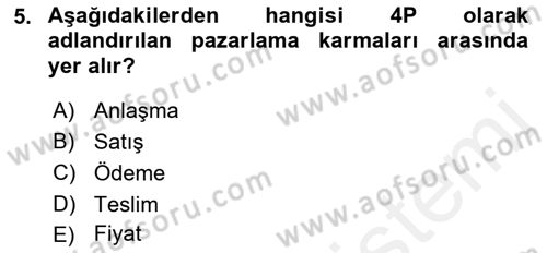 Havayolu Pazarlaması Dersi Ara Sınavı Deneme Sınav Soruları 5. Soru