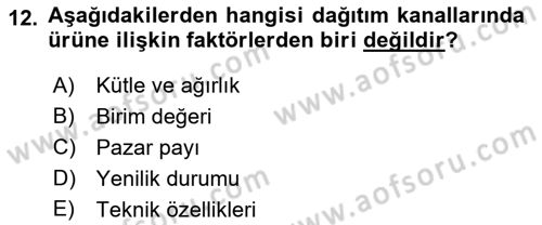 Havayolu Pazarlaması Dersi 2018 - 2019 Yılı (Final) Dönem Sonu Sınav Soruları 12. Soru