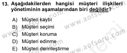 Havayolu Pazarlaması Dersi 2018 - 2019 Yılı (Final) Dönem Sonu Sınav Soruları 13. Soru