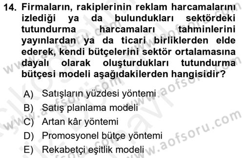 Havayolu Pazarlaması Dersi 2018 - 2019 Yılı (Final) Dönem Sonu Sınav Soruları 14. Soru