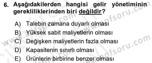 Havayolu Pazarlaması Dersi 2018 - 2019 Yılı (Final) Dönem Sonu Sınav Soruları 6. Soru