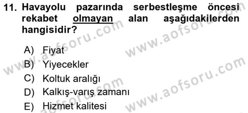 Havayolu Pazarlaması Dersi 2018 - 2019 Yılı Yaz Okulu Sınav Soruları 11. Soru