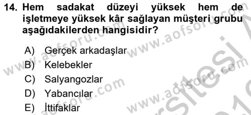 Havayolu Pazarlaması Dersi 2018 - 2019 Yılı Yaz Okulu Sınav Soruları 14. Soru