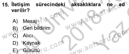 Havayolu Pazarlaması Dersi 2018 - 2019 Yılı Yaz Okulu Sınav Soruları 15. Soru