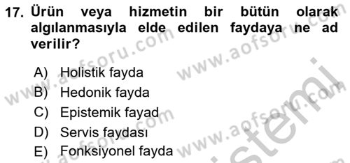 Havayolu Pazarlaması Dersi 2018 - 2019 Yılı Yaz Okulu Sınav Soruları 17. Soru