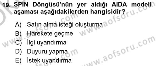 Havayolu Pazarlaması Dersi 2018 - 2019 Yılı Yaz Okulu Sınav Soruları 19. Soru