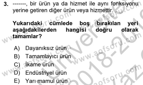 Havayolu Pazarlaması Dersi 2018 - 2019 Yılı Yaz Okulu Sınav Soruları 3. Soru