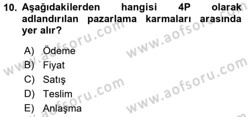 Havayolu Pazarlaması Dersi Ara Sınavı Deneme Sınav Soruları 10. Soru