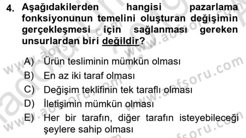 Havayolu Pazarlaması Dersi Ara Sınavı Deneme Sınav Soruları 4. Soru