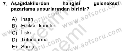 Havayolu Pazarlaması Dersi Ara Sınavı Deneme Sınav Soruları 7. Soru