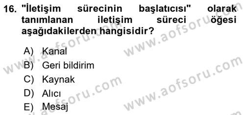 Havayolu Pazarlaması Dersi 2019 - 2020 Yılı (Final) Dönem Sonu Sınavı 16. Soru