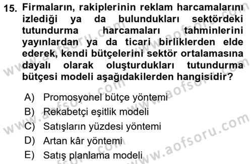 Havayolu Pazarlaması Dersi 2020 - 2021 Yılı Yaz Okulu Sınav Soruları 15. Soru