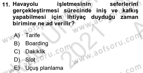 Havayolu Pazarlaması Dersi Ara Sınavı Deneme Sınav Soruları 11. Soru