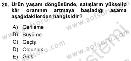 Havayolu Pazarlaması Dersi 2021 - 2022 Yılı (Vize) Ara Sınav Soruları 20. Soru