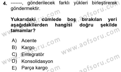 Havayolu Pazarlaması Dersi Ara Sınavı Deneme Sınav Soruları 4. Soru